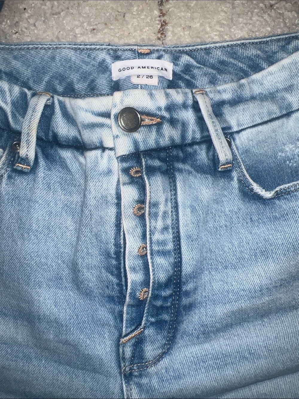 Good American Light Blue High-Rise Button-Fly Jeans